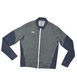Under Armour Women's Gray Jacket L Polyester Zip Coldgear Long Sleeve Pocket